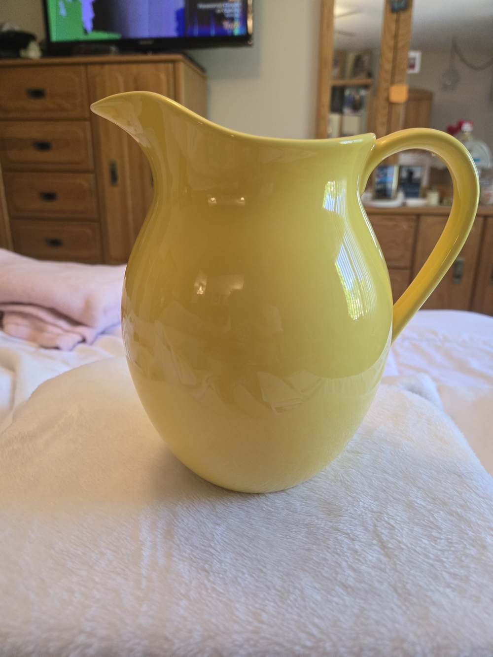Sunshine Yellow 7" Glazed Ceramic Water Pitcher